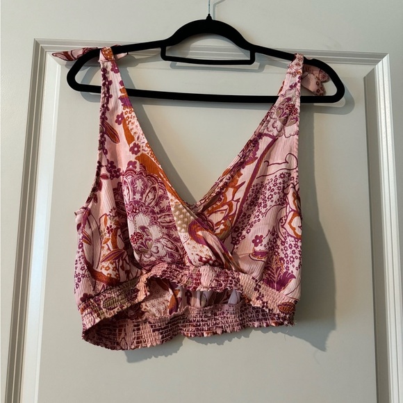 NEW Free People Weekend in Montauk Tank Crop Top Floral Pink Size Small NWT - Picture 5 of 5